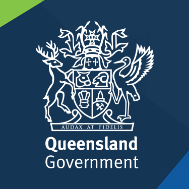 Queensland government logo on dark blue background